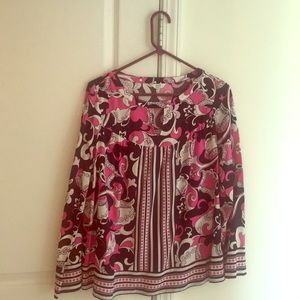 Navy Blue & Pink Crown & Ivy Key Hole Tunic